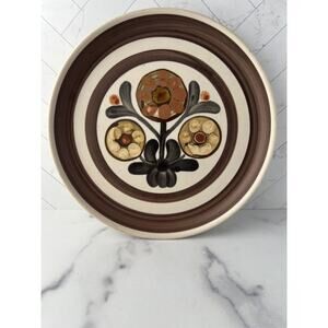 Denby Langley "Mayflower" Yellow and Brown Floral Dinner Plate England 10" MCM